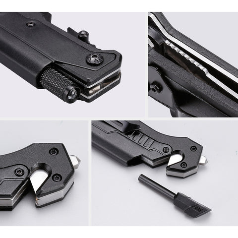 Knife with Flint Flashlight Outdoor Surival Camping Knife   7 in 1 Multi-function Folding Tools