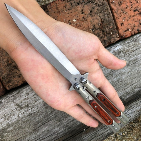 2025 Butterfly Knife Hunting Knife Combat Knife Handle Wood | POPOTR™