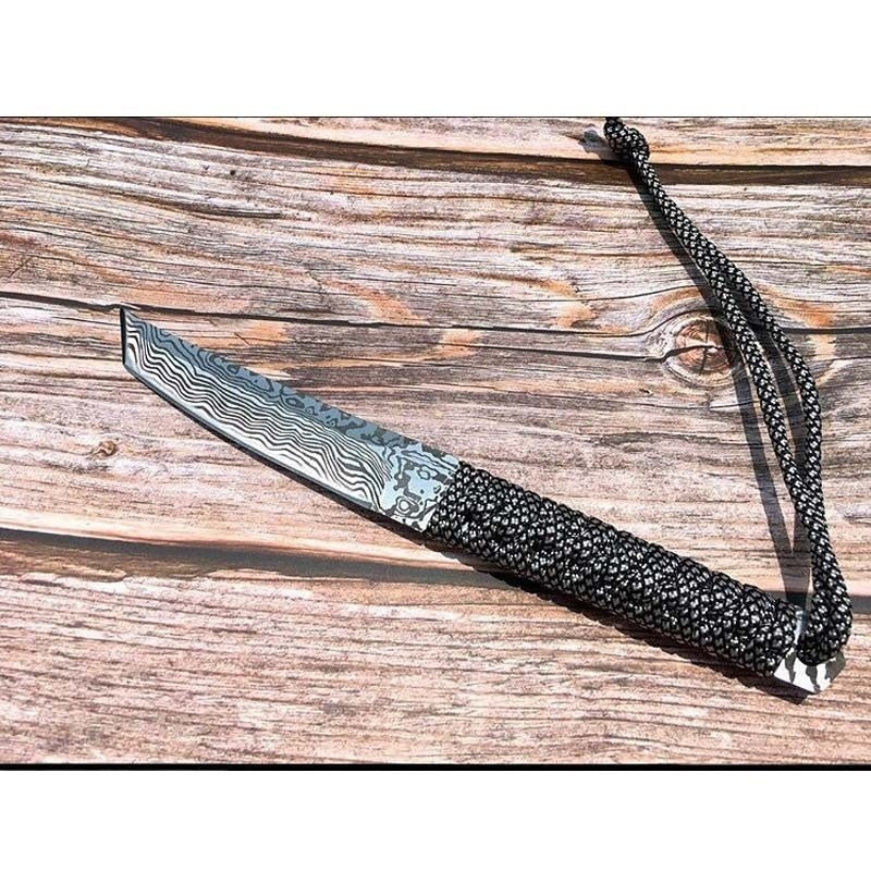 Combat Damaskus Fixed Blade Tanto Dolk KNIVE TAKTISK GEAR JAGT OVERLEVELSE EDC Værktøj Rambo Knife Sword Camping Knive