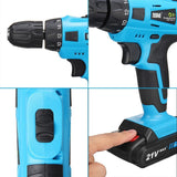 New    18+1 Clutch Positions LED Light 2 Speed 10MM Keyless Chuck with    2pcs  Lithium Ion Batteries 21V Cordless Rechargeable Electric Drill ScrewDriver