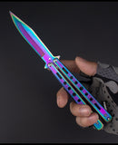Outdoor camping practice knife without blade decompression swing comb stainless steel folding comb beginner training tool