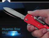 Multi-purpose titanium black multi-function knife outdoor tool 91mm red black life-saving knife 11 open stainless steel camping knife