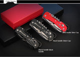 Multi-purpose titanium black multi-function knife outdoor tool 91mm red black life-saving knife 11 open stainless steel camping knife