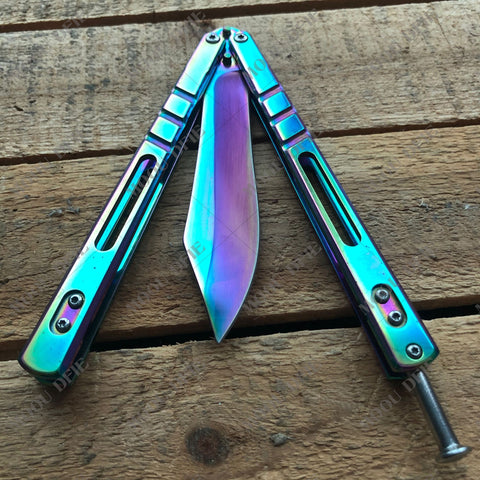 2025 Survival Knife Practice Butterfly Knife Pocket Knife Hunting Knife Training Knife | POPOTR™