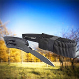 New Outdoors Selfdefense Tool Equipments Nylon Canvas Smooth Buckle Belt Tactical Belt Knife Belt Trousers Belt Survival Camping Portable EDC Gift for Man(with Knife and Without Knife Optional)